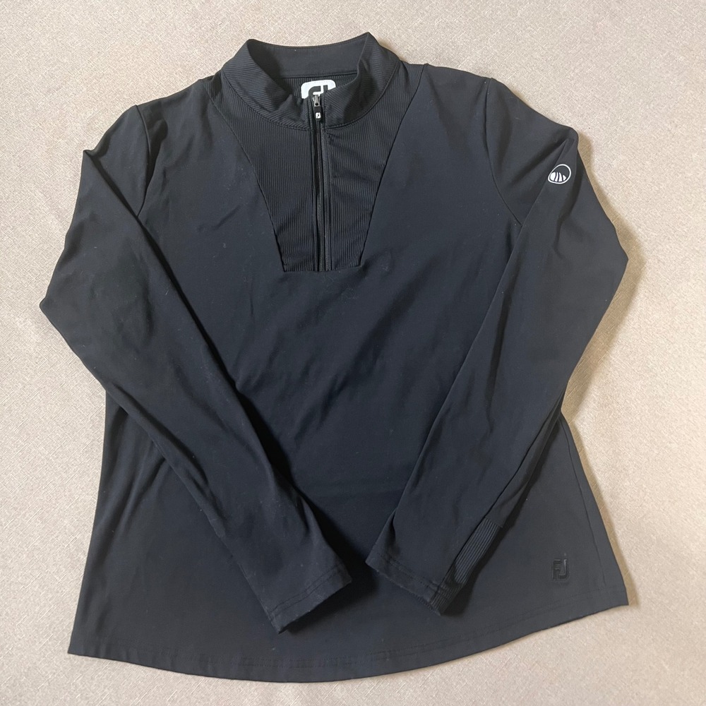 FootJoy Women's Black Quarter Zip Long Sleeve Golf Pullover Top Size Medium